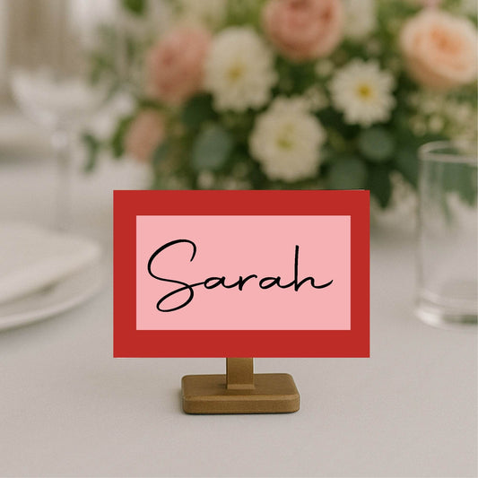 Red & Pink Wedding Place Cards | Pack of 10 | Flat Design