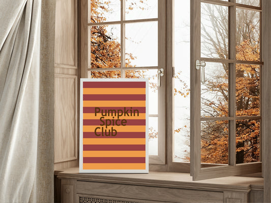 Pumpkin Spice Club Print | Autumnal Wall Art | Red & Orange Stripes