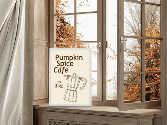 Pumpkin Spice Café Print | Cosy Autumn Wall Art | Seasonal Design