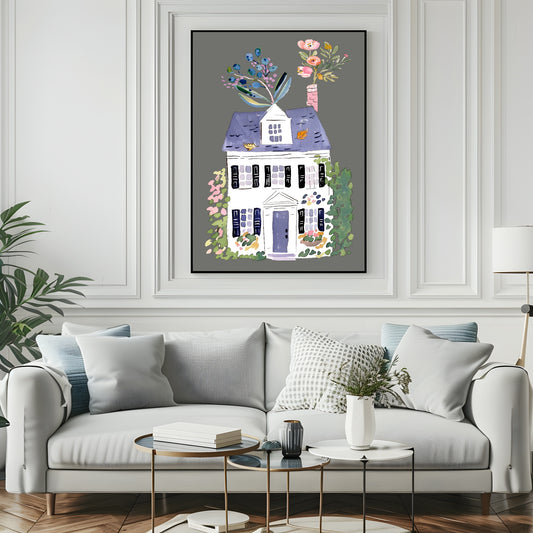 Floral House Print | Grey