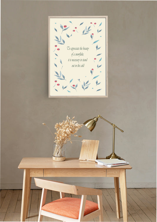 To Appreciate the Beauty of a Snowflake Print | Quote Wall Art | Beige
