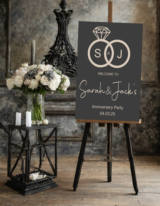 Diamond Rings Anniversary Party Sign