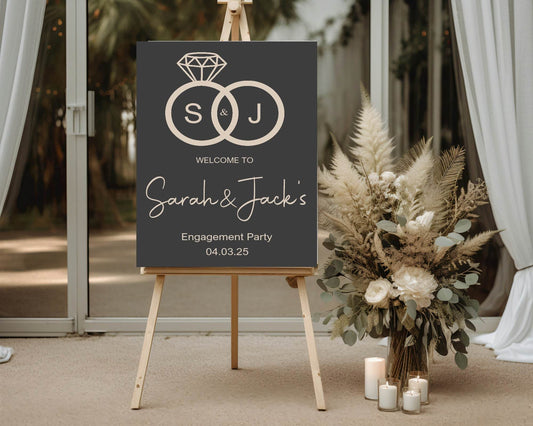 Diamond Ring Engagement Welcome Party Sign