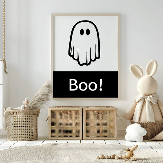 Boo Print | Ghost | Halloween Wall Art | Black & White