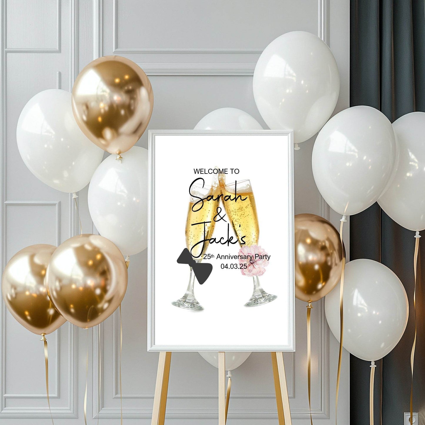 Champaign Glasses Anniversary Party Sign