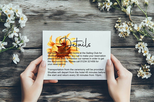 Sunflower Wedding Invitations Enclosure Cards | Pack of 10 | A6