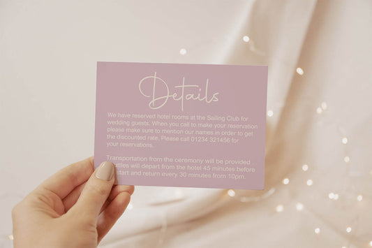 Dusky Pink Wedding Invitations Enclosure Cards | Pack of 10 | A6