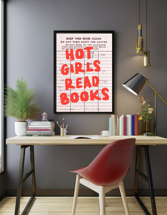 Hot Girls Read Books Print | Quote Wall Art | Modern Typography