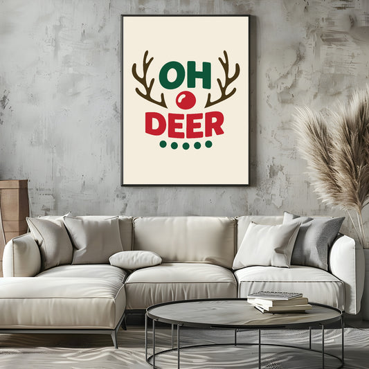 Oh Deer Print | Fun Christmas Wall Art