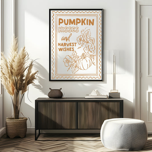 Pumpkin Kisses & Harvest Wishes Print | Autumnal Home Wall Art