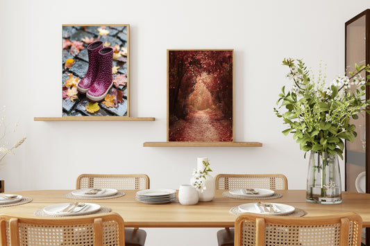 Burgundy Forest Print | Cosy Modern Wall Art