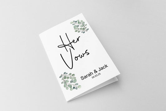 Eucalyptus Set Of Two Wedding Vow Books