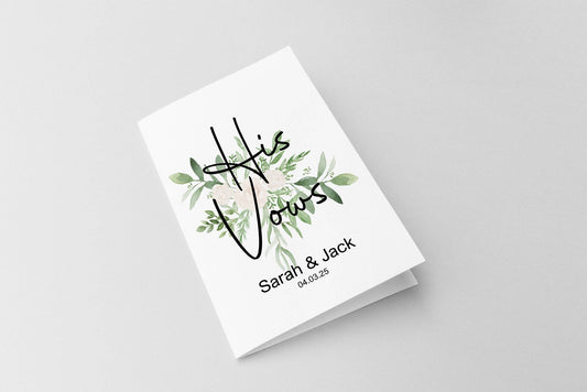 Green & White Rose Set Of Two Wedding Vow Books