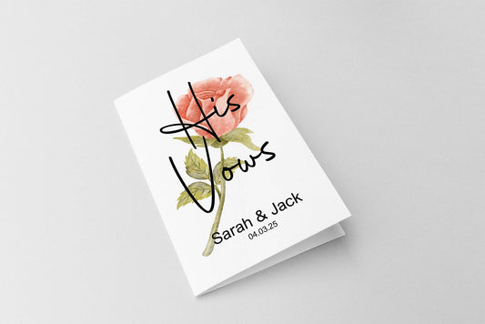 Pink Rose Set Of Two Wedding Vow Books