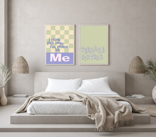 I Think This Year I'm Gonna Be Me | Fun Checked Wall Art