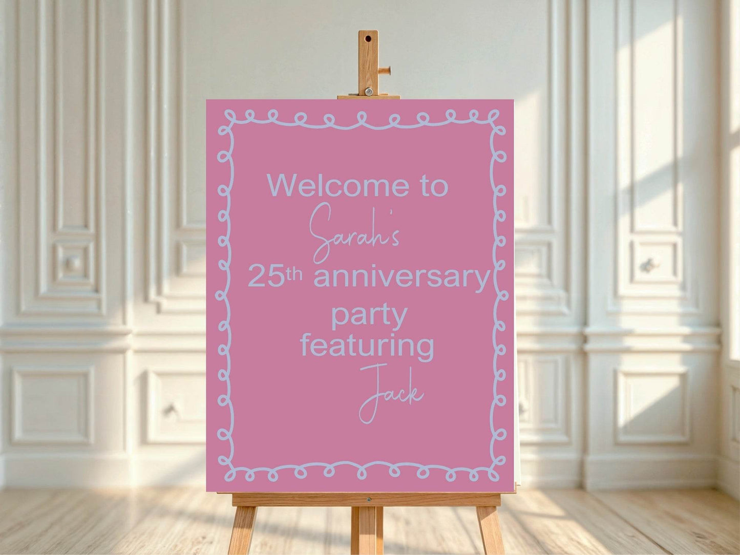 Pink & Blue Featuring Funny Anniversary Party Sign