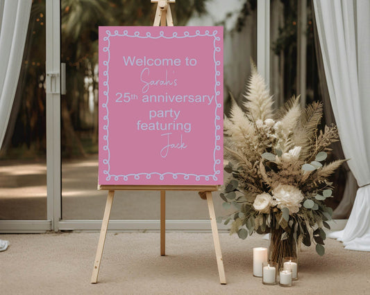 Pink & Blue Featuring Funny Anniversary Party Sign