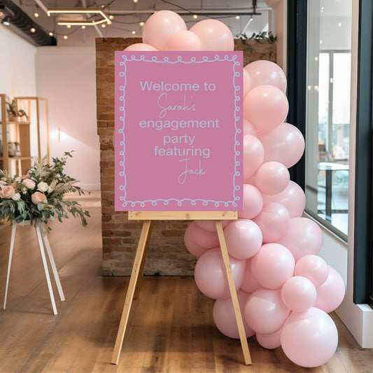 Pink & Blue Featuring Funny Engagement Welcome Party Sign