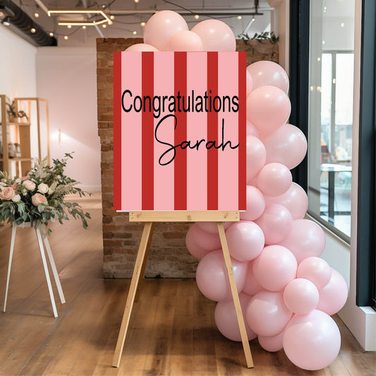 Red & Pink Congratulations Party Sign