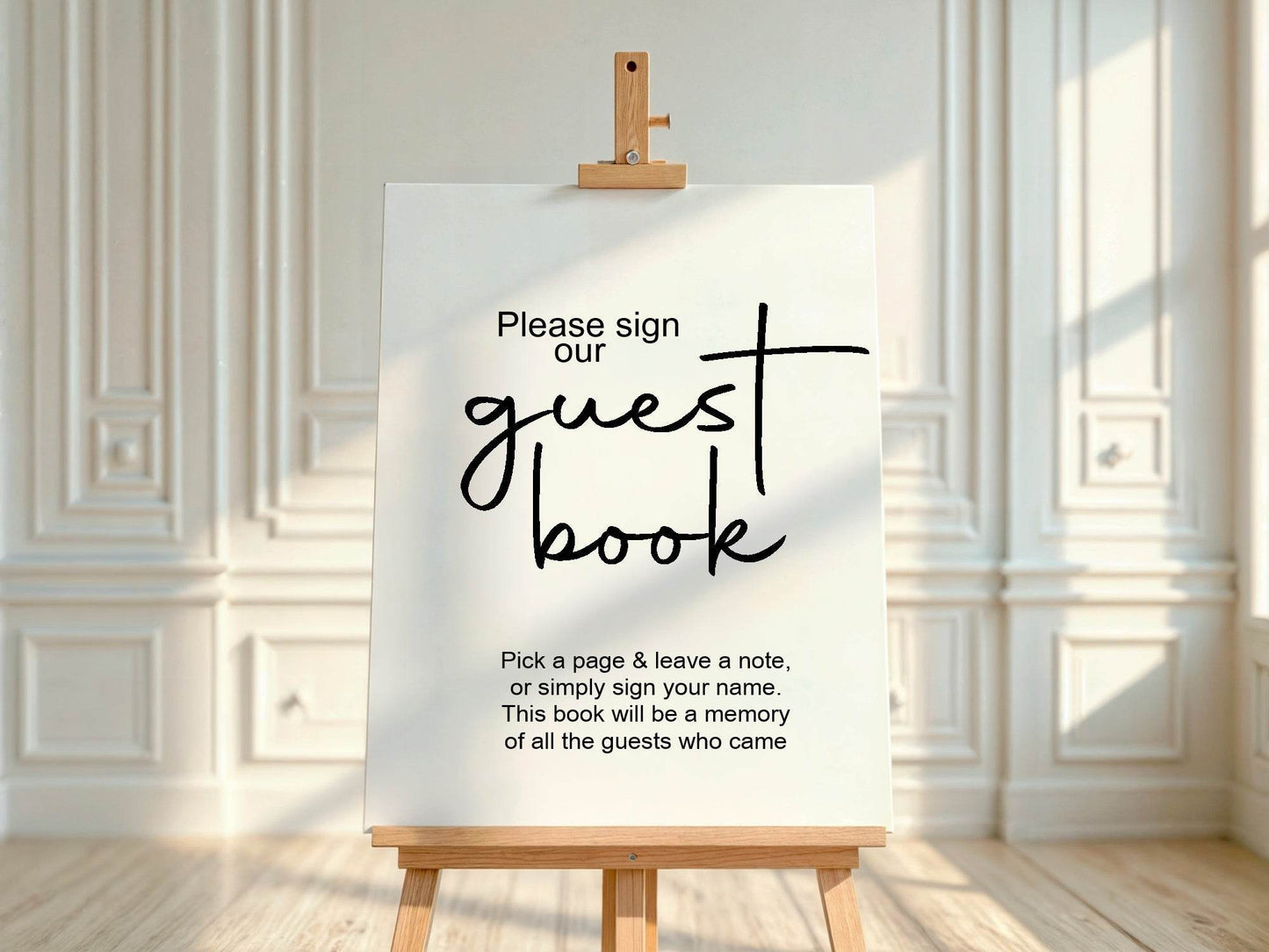 Minimalist Guest Book Baby Shower Party Sign | Black & White
