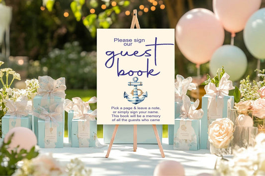Nautical Guest Book Baby Shower Party Sign