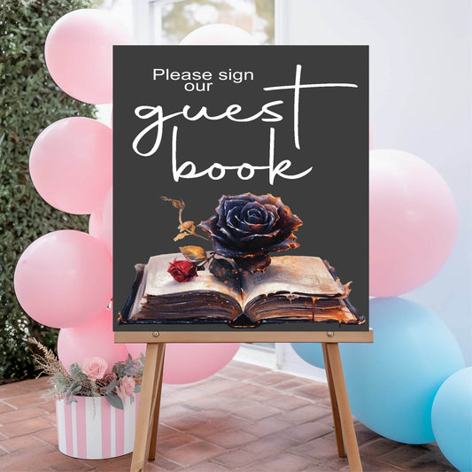 Gothic Guest Book Baby Shower Party Sign
