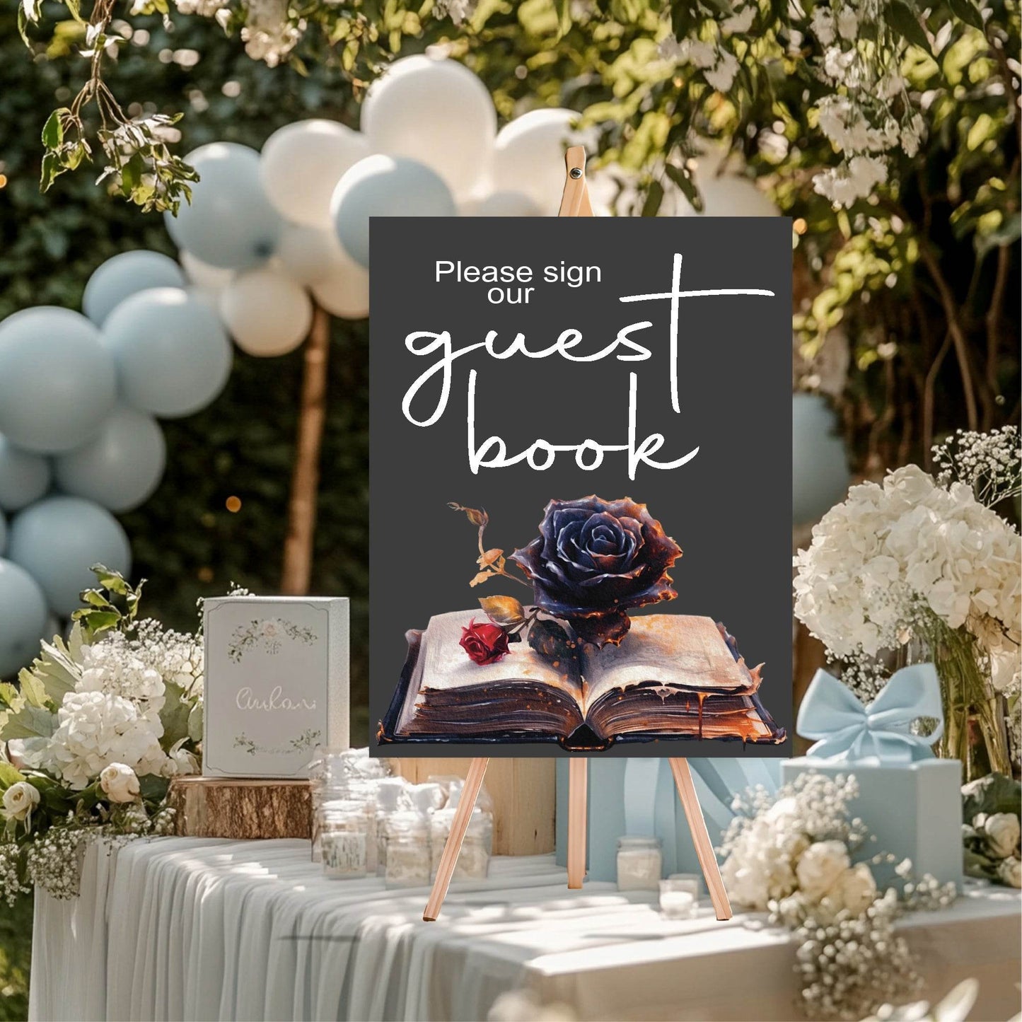 Gothic Guest Book Baby Shower Party Sign