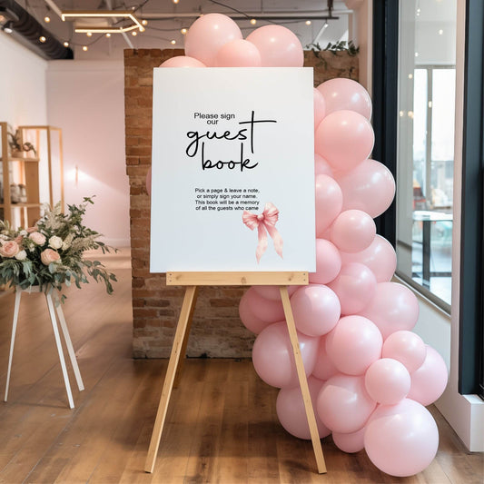 Bows Guest Book Baby Shower Party Sign