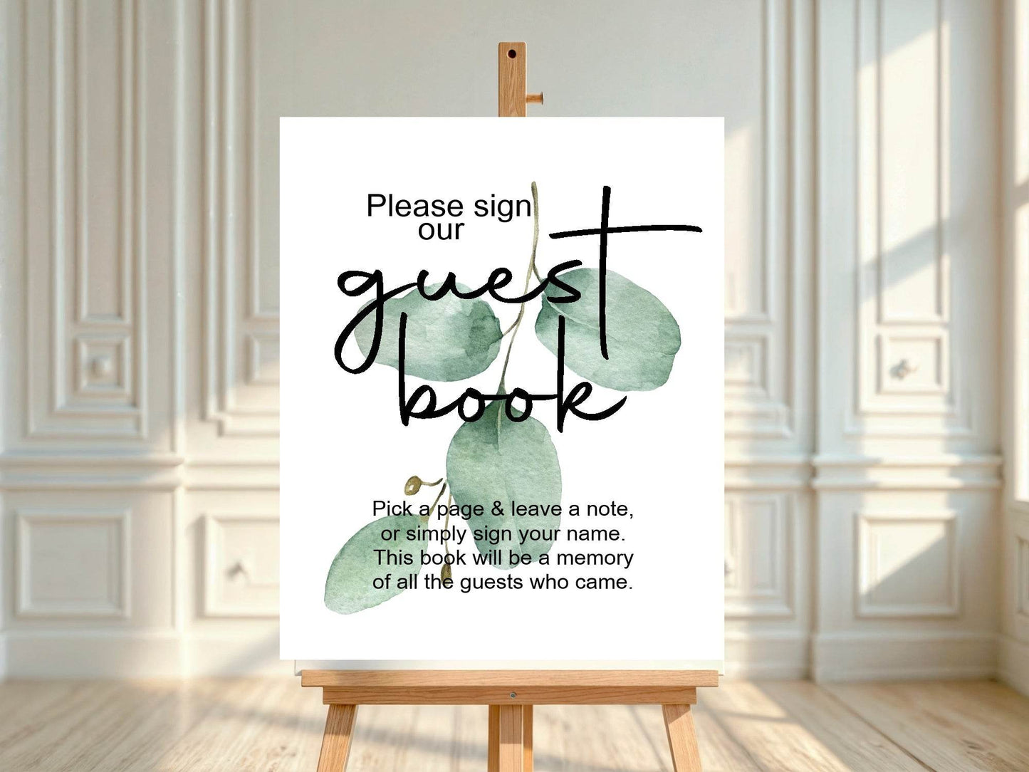 Eucalyptus Guest Book Baby Shower Party Sign