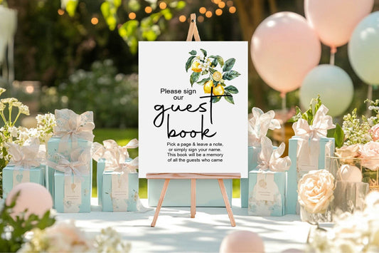 Lemon Tea Guest Book Baby Shower Party Sign