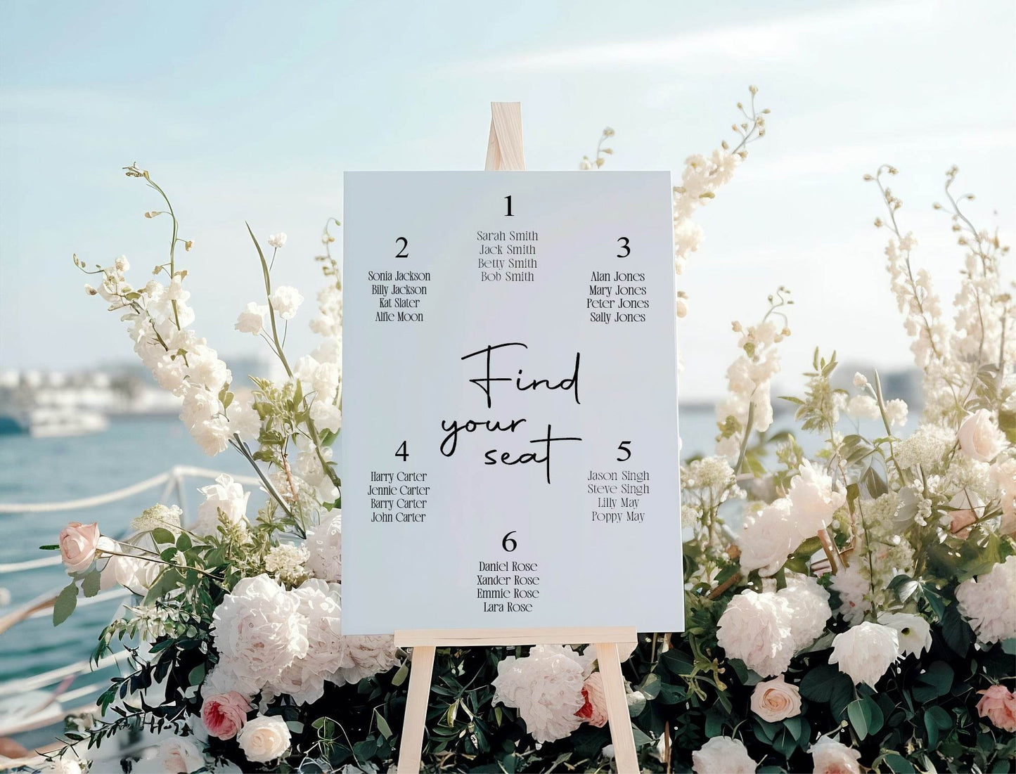 Black & White Stripe Table Plan Wedding Party Sign | Black or White