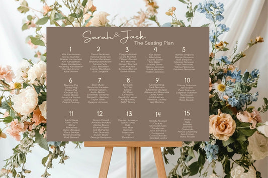 Earth Table Plan Wedding Party Sign