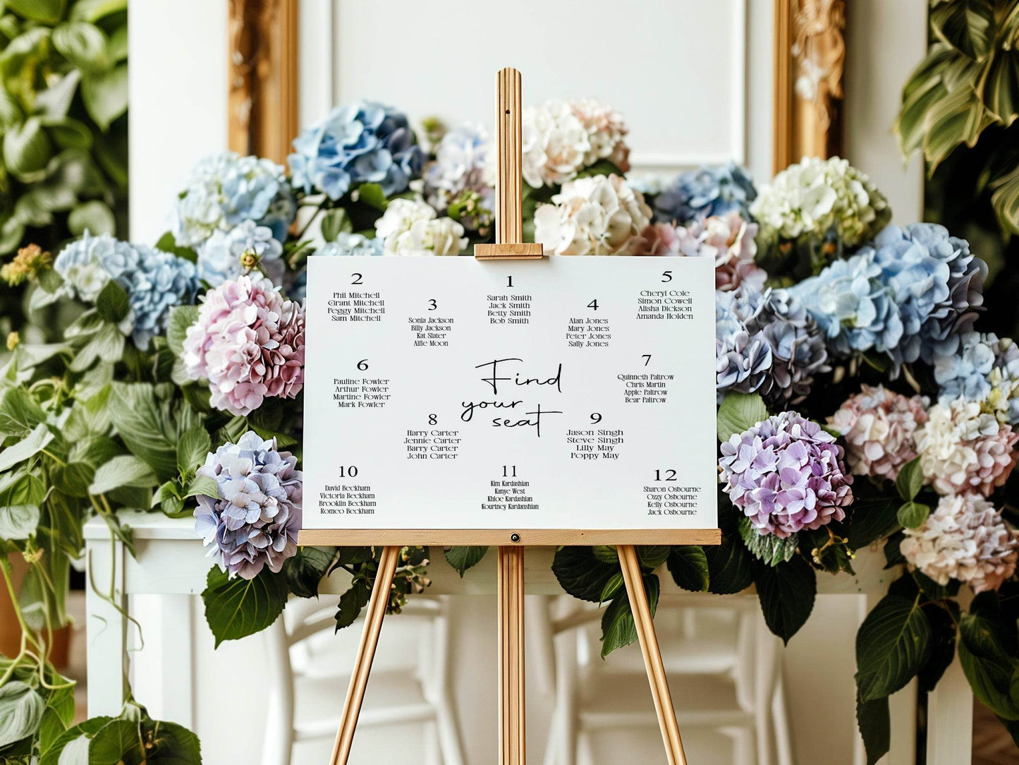 Black & White Stripe Table Plan Wedding Party Sign | Black or White