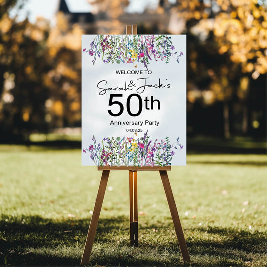 Wild Flowers Anniversary Welcome Party Sign