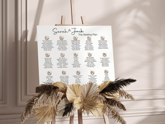 Boho Table Plan Wedding Party Sign