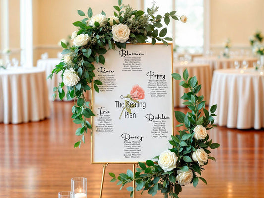 Pink Rose Table Plan Wedding Party Sign