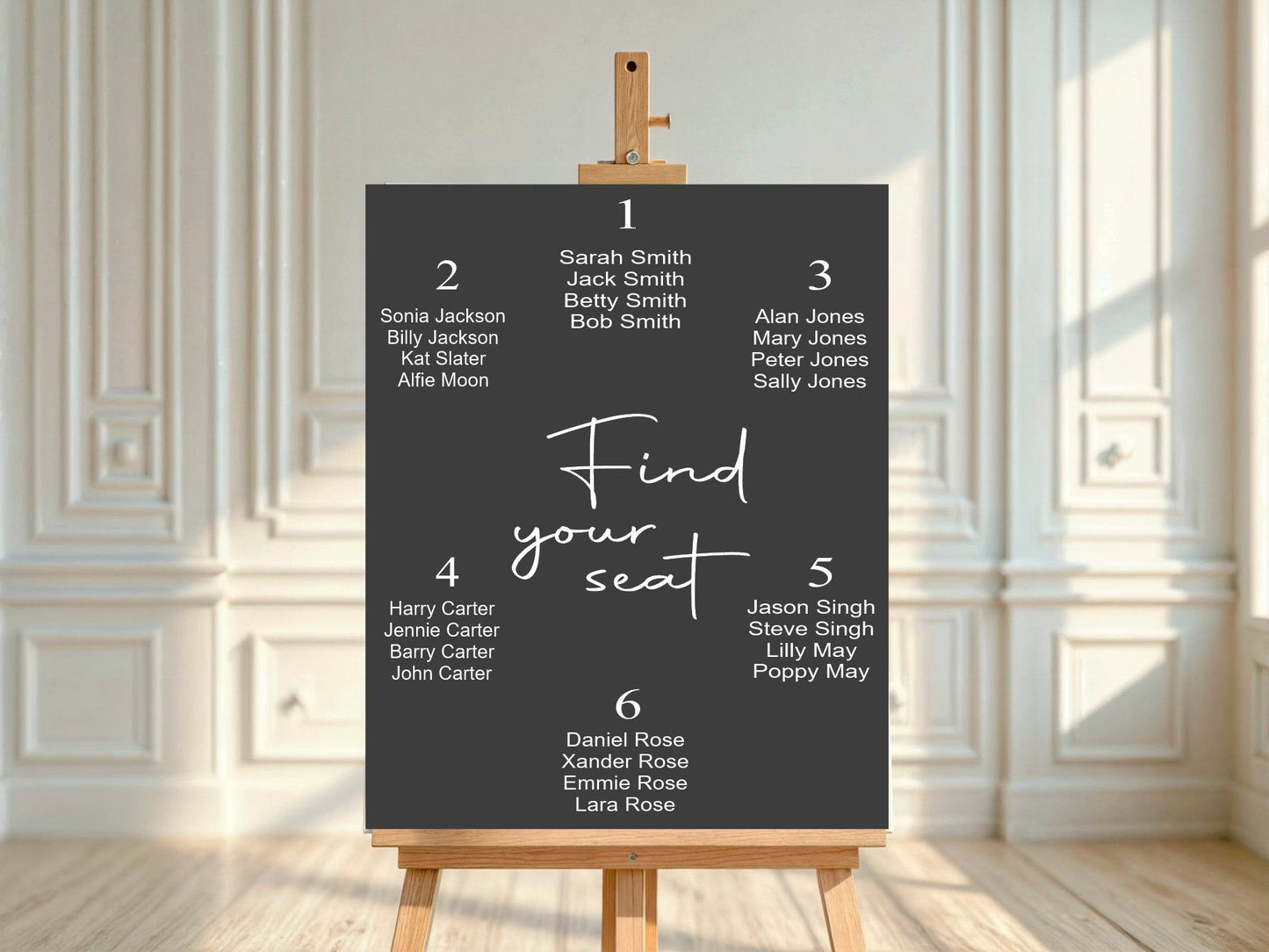 Black & White Stripe Table Plan Wedding Party Sign | Black or White