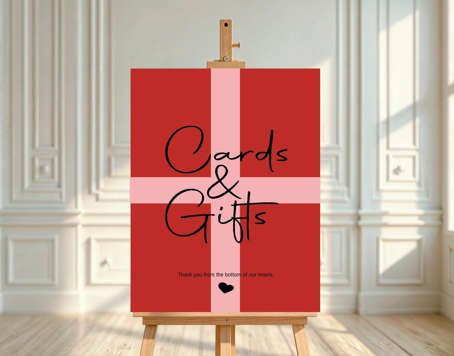 Red & Pink Cards & Gifts Baby Shower Party Sign
