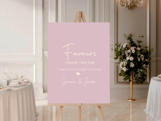 Dusky Pink Favours Wedding Party Sign