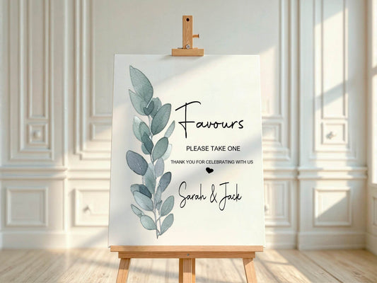 Eucalyptus Favours Wedding Party Sign