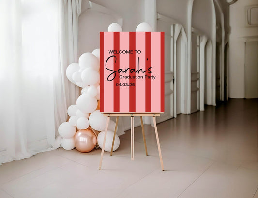 Red & Pink Graduation Party Sign