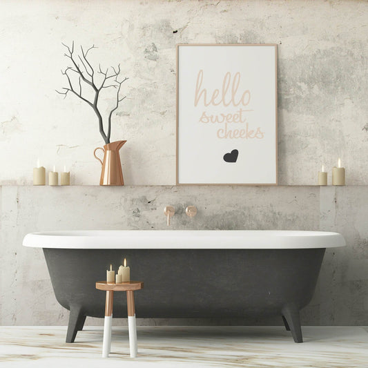 Well Hello Sweet Cheeks Print | Bathroom Wall Art