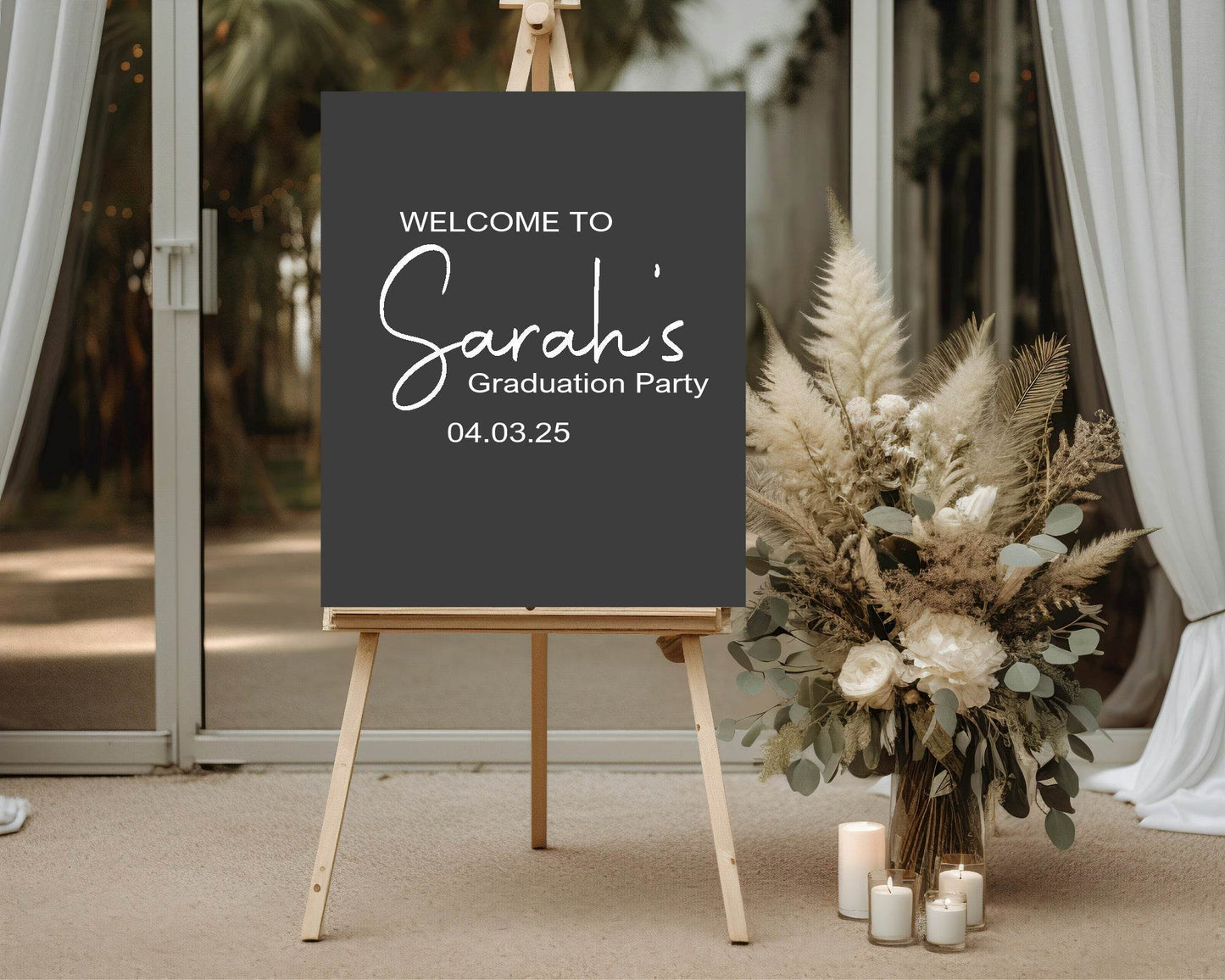 Minimalist Noir Graduation Party Sign