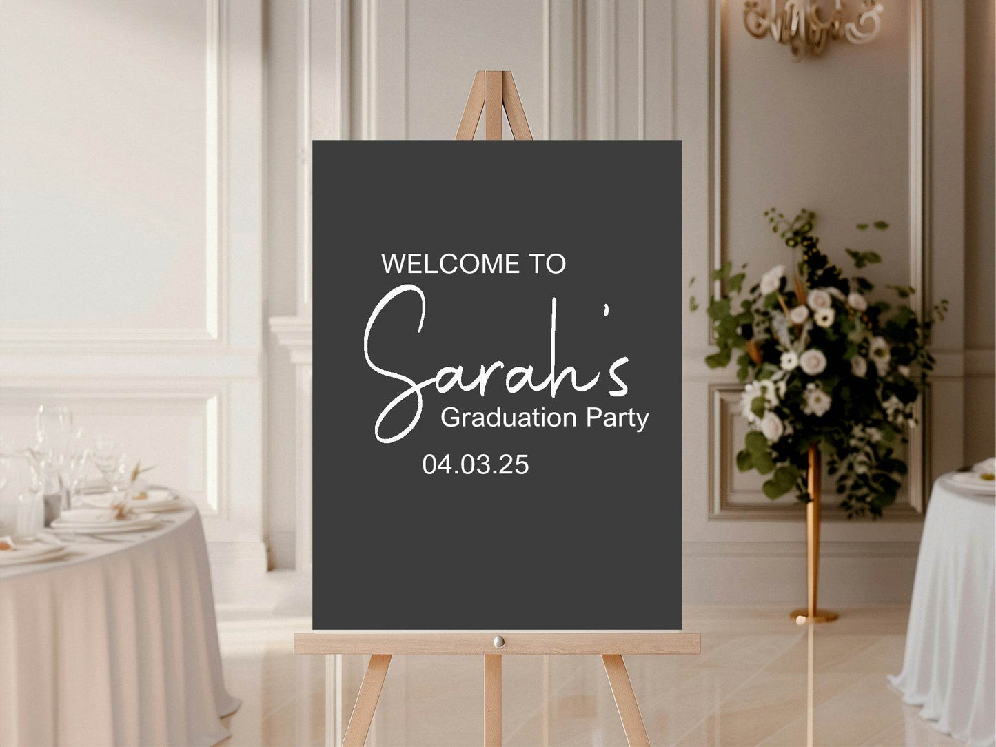 Minimalist Noir Graduation Party Sign