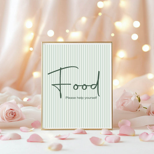 Sage Green Stripe Food Birthday Party Sign