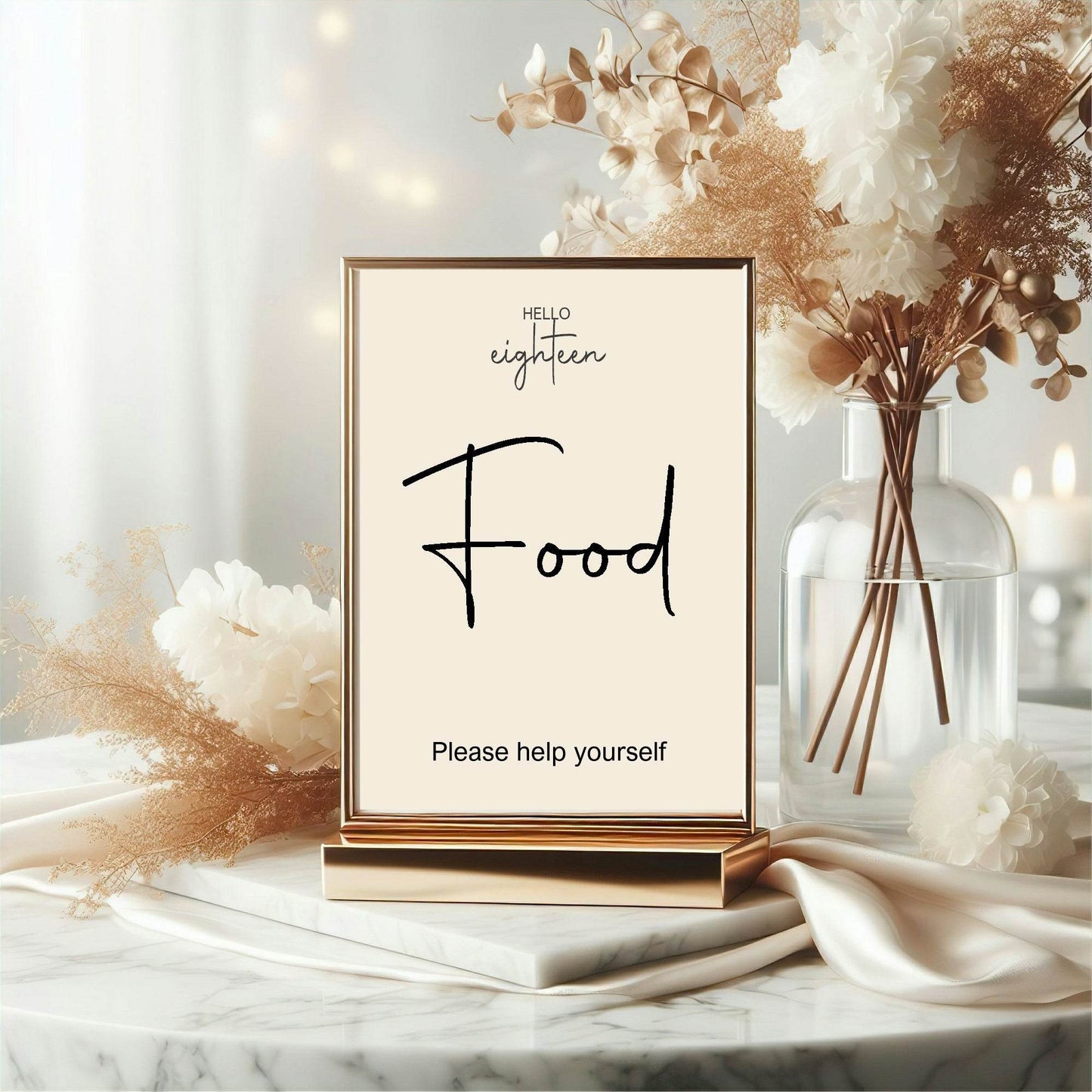 Hello Age Food Birthday Party Sign