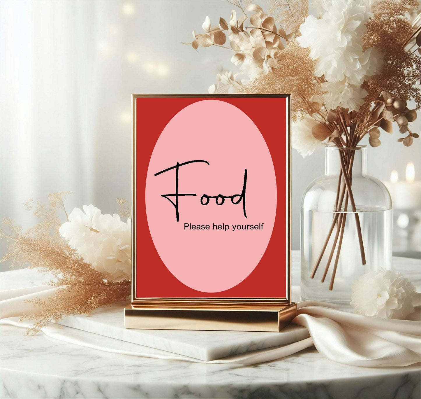 Red & Pink Food Birthday Party Sign