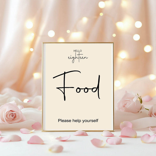 Hello Age Food Birthday Party Sign