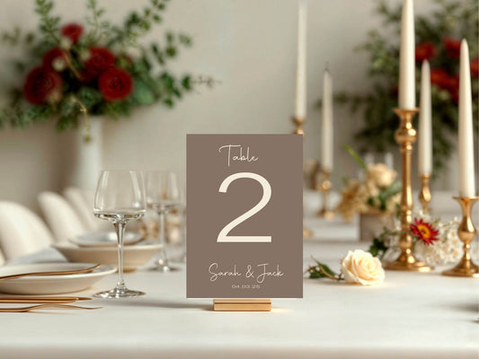 Earth Pack of Personalised Table Number Wedding Party Signs | A5