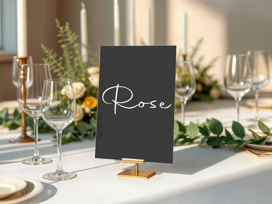 Minimalist Noir Pack of Table Names Wedding Party Signs